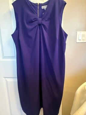 Shelby & Palmer Purple Sleeveless Midi Dress with Front Bow